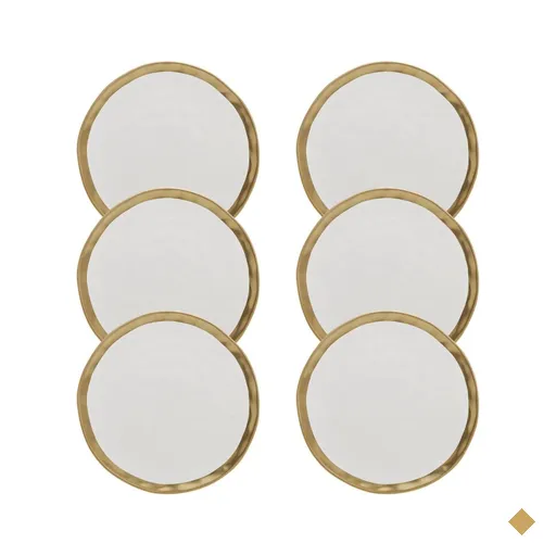 Conjunto 6 Pratos Sobremesa 21cm Dubai Wolff Porcelana Branca Borda Dourada…