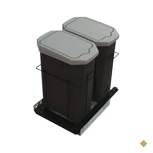 Lixeira Dupla Suporte Deslizante 15 Litros Elite 47x33x48cm Aramado Preto Fosco…