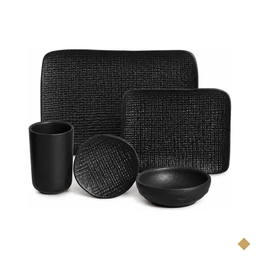 Conjunto 20pçs Sushi Travessas Ramequins Copos Porto Brasil Preto Matte…