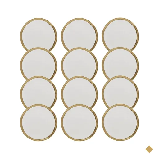 Jogo 12 Pratos Sobremesa 21cm Dubai Wolff Porcelana Branca Borda Dourada…