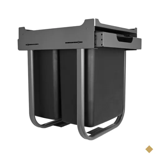 Lixeira Dupla Tampa Fixa Cinza e Preto Organize Masutti 18L Deslizante Embutida…