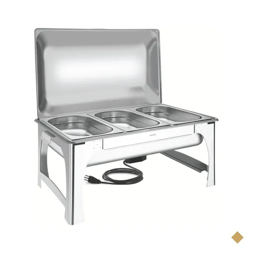 Rechaud Aço Inox 220V, 400W e 3 cubas 1/3