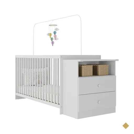 Berço Cômoda para Colchão 60 x 130 cm Meu Bebê Multimóveis Branco