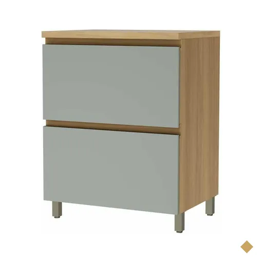 Balcão de Cozinha Rainha 1 Porta e 1 Gaveta c/ Tampo 70cm Nature/Verde - Nesher
