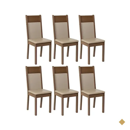 Kit 6 Cadeiras Rustic/Crema/Sintético Bege 4280 Madesa