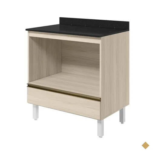 Balcao Com Tampo E Nicho Para Forno 1 Gaveta MDF 80 cm Kali 1640622 Bianco TOQ…