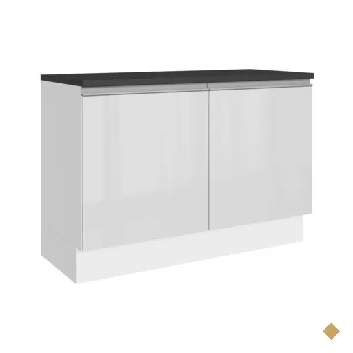 Balcão de Pia Cozinha 100% MDF 120 cm 2 Portas Branco Acordes Madesa