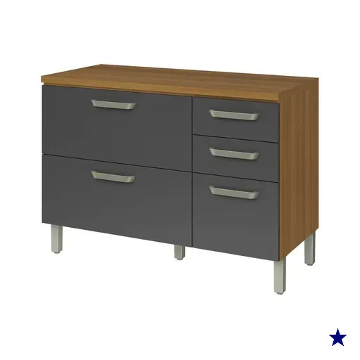 Balcão de Cozinha Modulado Princesa 2 Portas e 3 Gavetas c/Tampo 120cm…