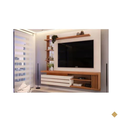 Home p/ TV até 55 Pol Marin c/ 1 Porta e Torre Ripada 160x153cm Off…