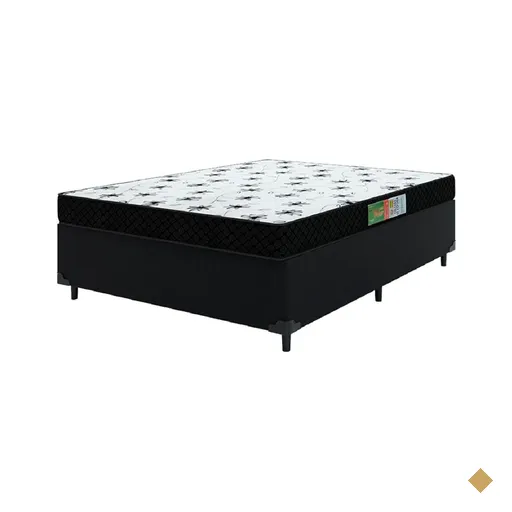 Cama Box Casal Colchão Espuma 138x188x50cm Polar Branco / Preto