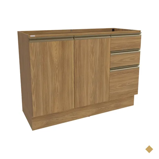 Balcão de Pia Celeste Kappesberg 100% MDF 2 Portas 3 Gavetas Nogueira 120cm