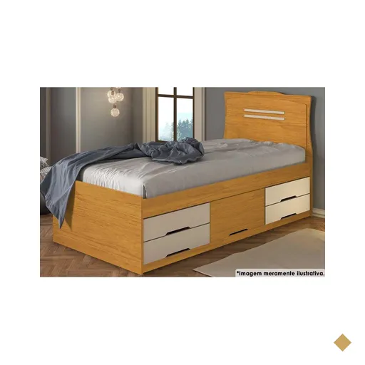 Cama Multifuncional Juvenil Júlia c/ 5 Gavetas Cinamomo/Off White - Conquista