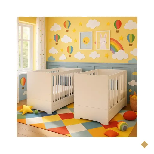 Kit Berço para Gêmeos 3 em 1 para Colchão 60x130cm Multimóveis MP4392 Branco