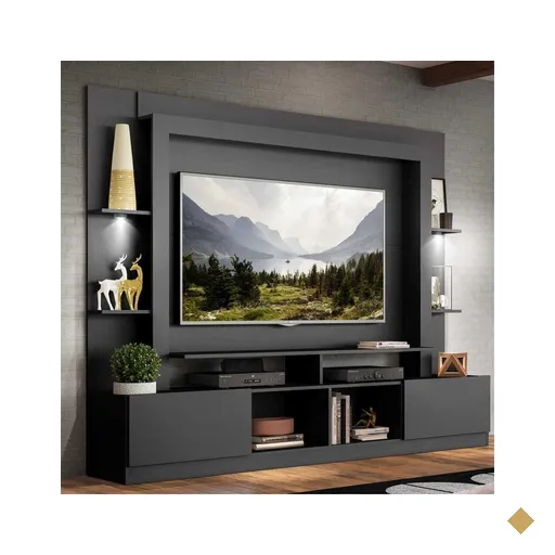 Rack Estante TV 65" com Leds Berlim Multimóveis Preto