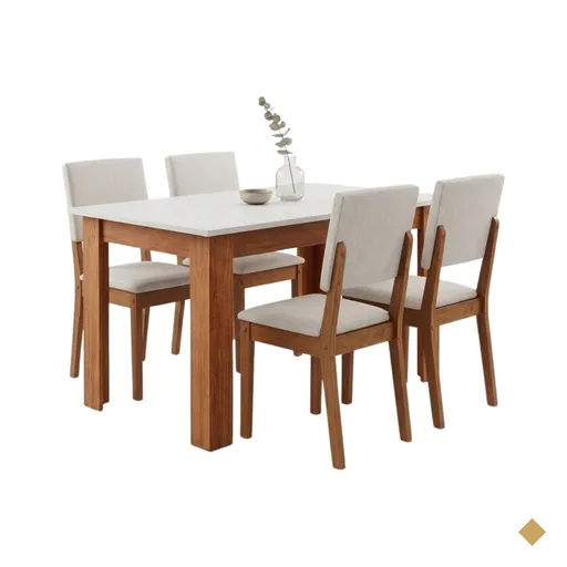 Conjunto Sala de Jantar Mesa 1,10m Place 4 Cadeiras Linda Viero