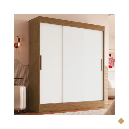 Guarda Roupa Casal Londres 3 Portas 2 Gavetas 100% Mdf Off White/Nogueira -…