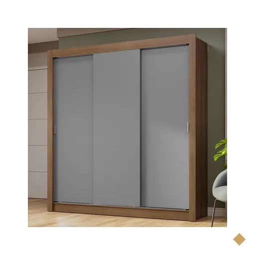 Guarda-Roupa Casal 3 Portas de Correr Rustic/Cinza Nobre Madesa