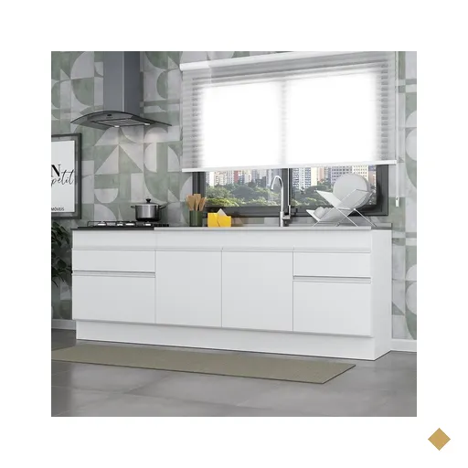 Kit 2 Balcões com Rodapé Gabinete Pia 150 cm e Cooktop 70 cm Veneza…
