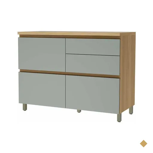 Balcão de Cozinha Rainha 1 Porta e 4 Gaveta c/ Tampo 120 cm Nature/Verde -…