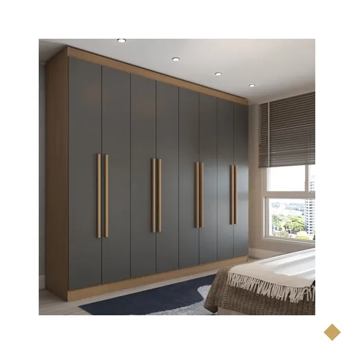 Guarda-Roupa Casal Ela e Ele 8 Portas 8 Prateleiras Cinamomo/Chumbo - Panorama…