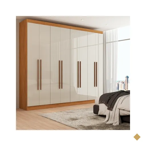 Guarda-Roupa Casal Ele e Ela 8 Portas 8 Prateleiras Cinamomo/Off White - Pm