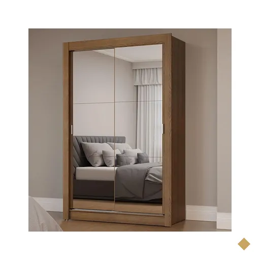 Guarda-Roupa Solteiro 2 Portas de Correr com Espelhos Rustic Milano Madesa