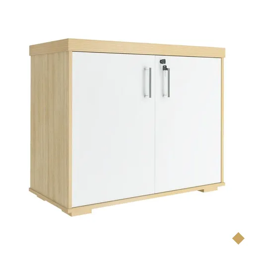 Balcao Escritorio 2 Portas 90 cm Carvalho Branco Artany