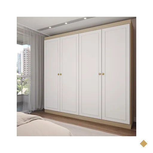 Guarda-Roupa Casal 4 Portas Americano Savana/Branco Fosco - Panorama Móveis