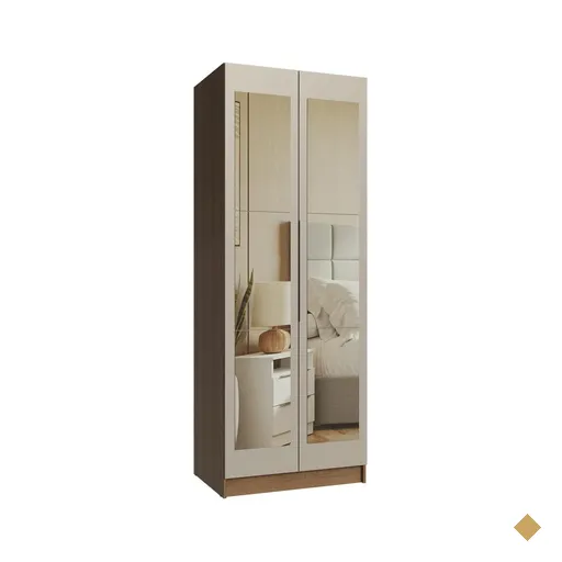 Guarda-Roupa Modulado 2 Portas com Espelho 4 Prateleiras 1 Cabideiro…