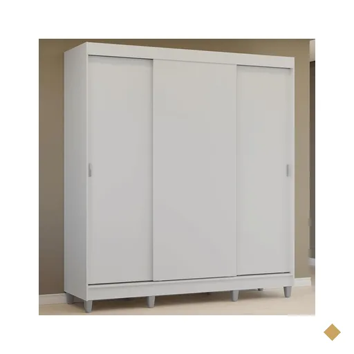 Guarda-Roupa Casal com Pés 3 Portas de Correr Branco Reno Madesa