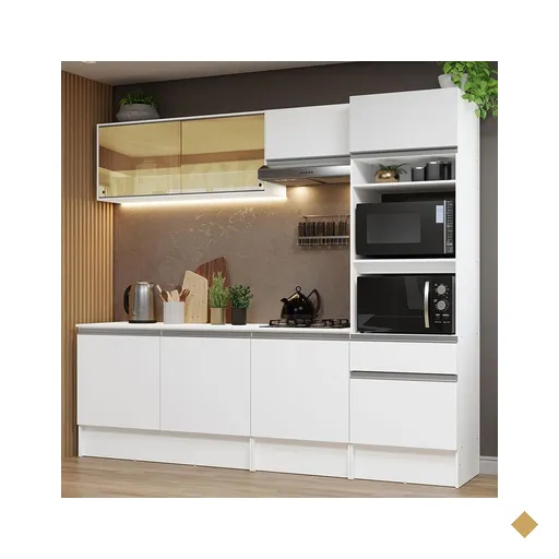 Armário de Cozinha Completa 240cm Branco Diamante Madesa 06