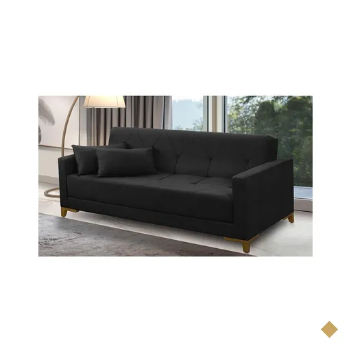 Sofá Cama 3 lugares 2,00m Aurora Suede Preto Adonai Estofados