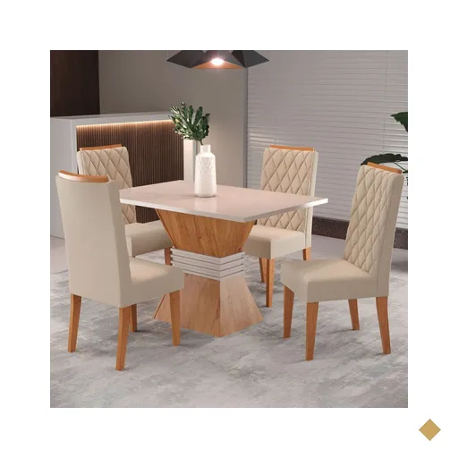 Mesa de Jantar 4 Lugares Cansas Bege