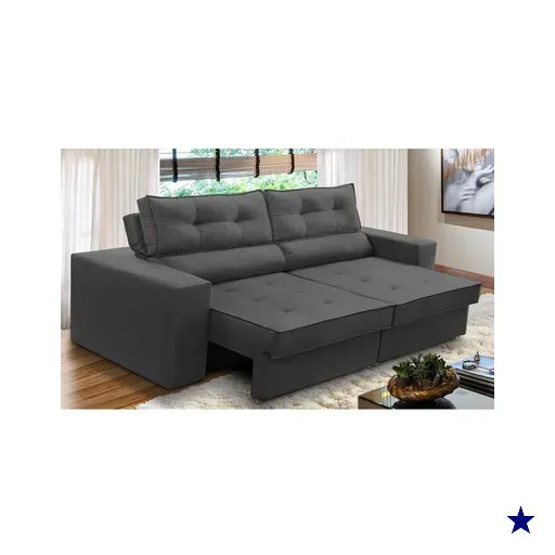 Sofá Retrátil e Reclinável 3 lugares 2,30m com Molas Mirela Suede Cinza…