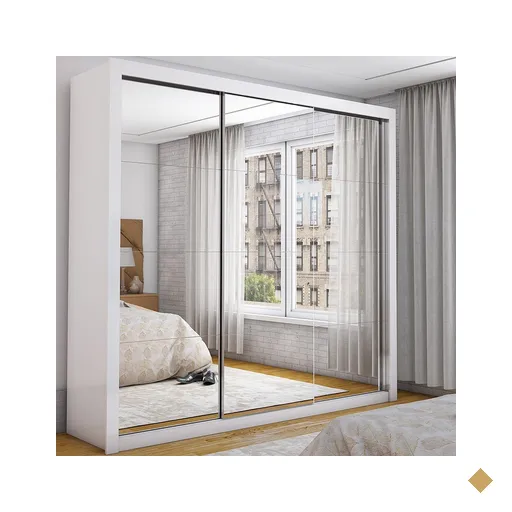 Guarda-roupa Casal Com Espelho 3 Portas De Correr Isabela Master Branco -…