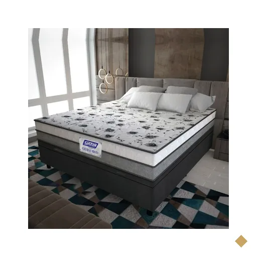 Cama Box Baú Casal Colchão Espuma D33 Fort 138x188x62cm Cinza E Branco Gazin…