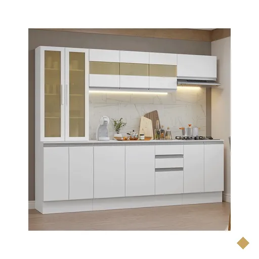 Armário de Cozinha Completa 100% MDF 240 cm Branco Smart Madesa 01