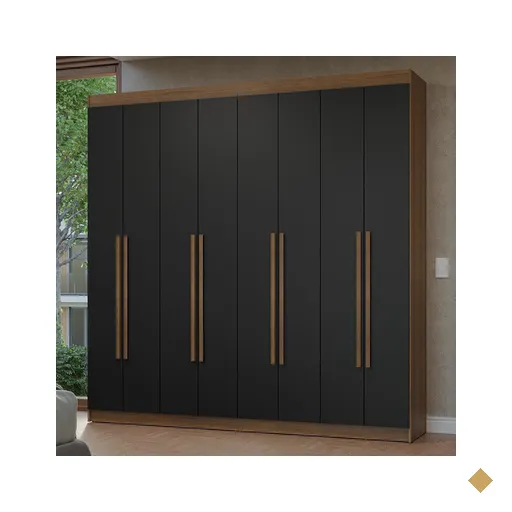 Guarda-Roupa Casal 8 Portas Batentes Rustic/Preto/Rustic Netuno Madesa
