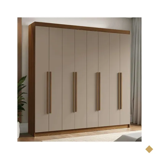 Guarda-Roupa Casal 8 Portas Batentes Rustic/Crema/Rustic Venus Madesa
