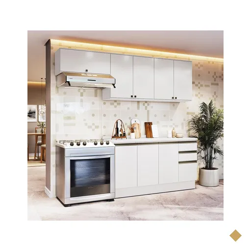Armário de Cozinha Completa 100% MDF 240cm Branco Celeste Kappesberg
