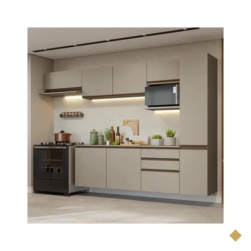 Armário de Cozinha Completa 300cm Suspensa Crema Nice Madesa 10