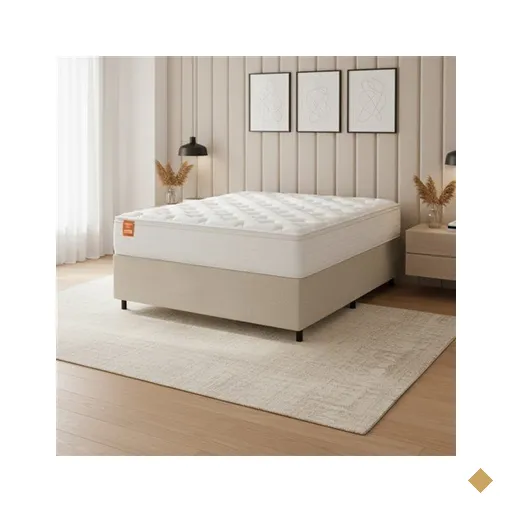 Cama Box Colchão Casal King Molas Ensacadas Real 193x203x65cm Linho Branco…