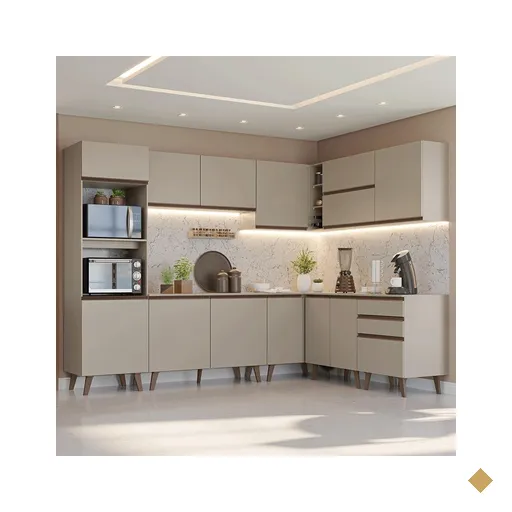 Armário de Cozinha Completa de Canto 465 cm Crema Nice Madesa 01