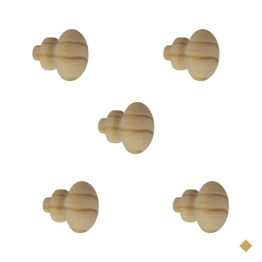 Kit 5 Puxadores de Madeira Redondos Para Móveis Gavetas Armários Modelo Roma…