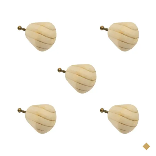Kit 5 Puxadores de Madeira Redondos Para Móveis Gavetas Armários Modelo Luna
