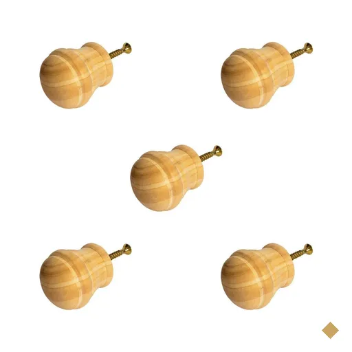 Kit 5 Puxadores de Madeira Redondos P/ Móveis Gavetas Armários Modelo Peão