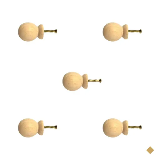 Kit 5 Puxadores de Madeira Redondos P/ Móveis Gavetas Armários Modelo Bola