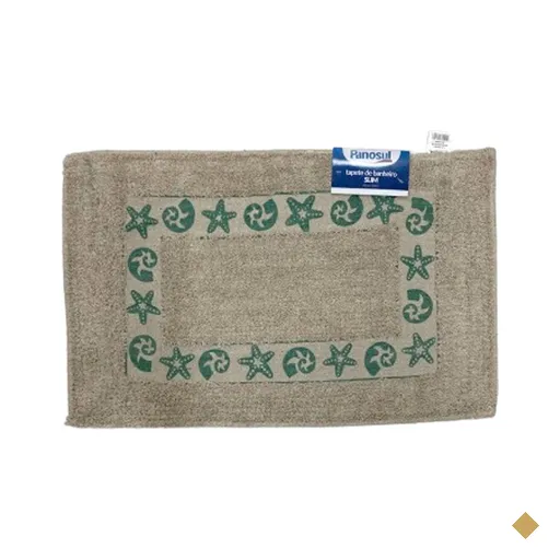 Tapete de Banheiro Slim Algodão 40x60cm Conchas Verdes