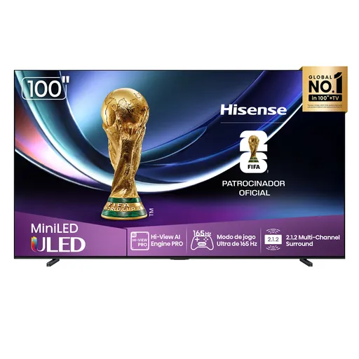 Smart TV Hisense Mini LED 4K 100" Polegadas 165 HZ, Processador com IA, Dolby…