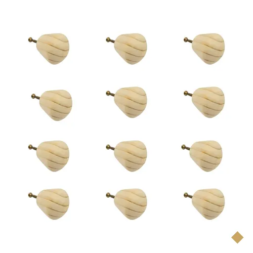 Kit 12 Puxadores de Madeira Redondos Para Móveis Gavetas Armários Modelo Luna